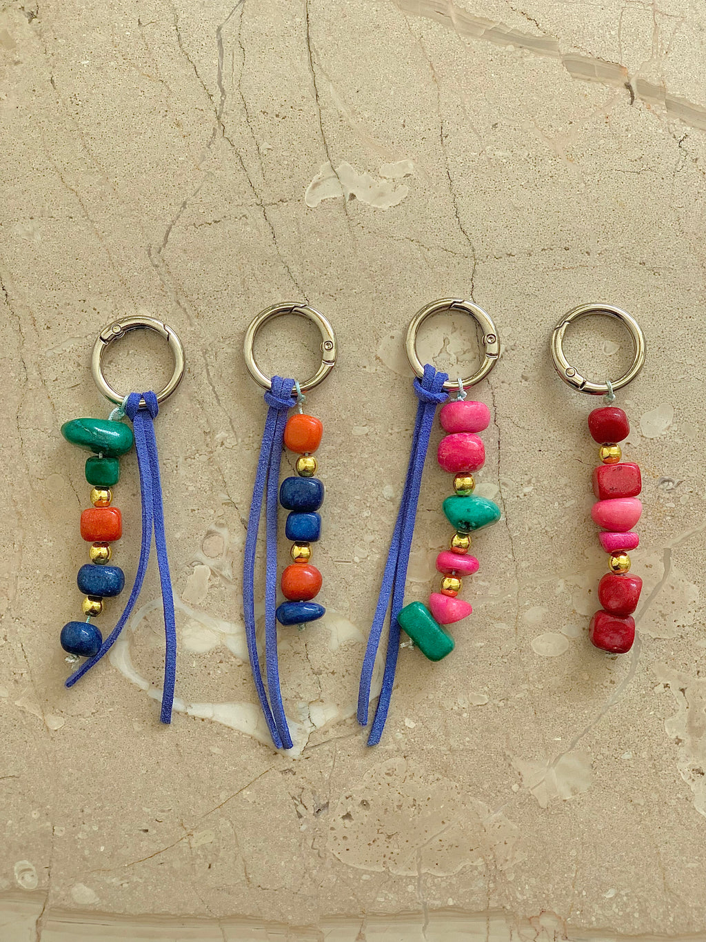 Gemstone bag charm