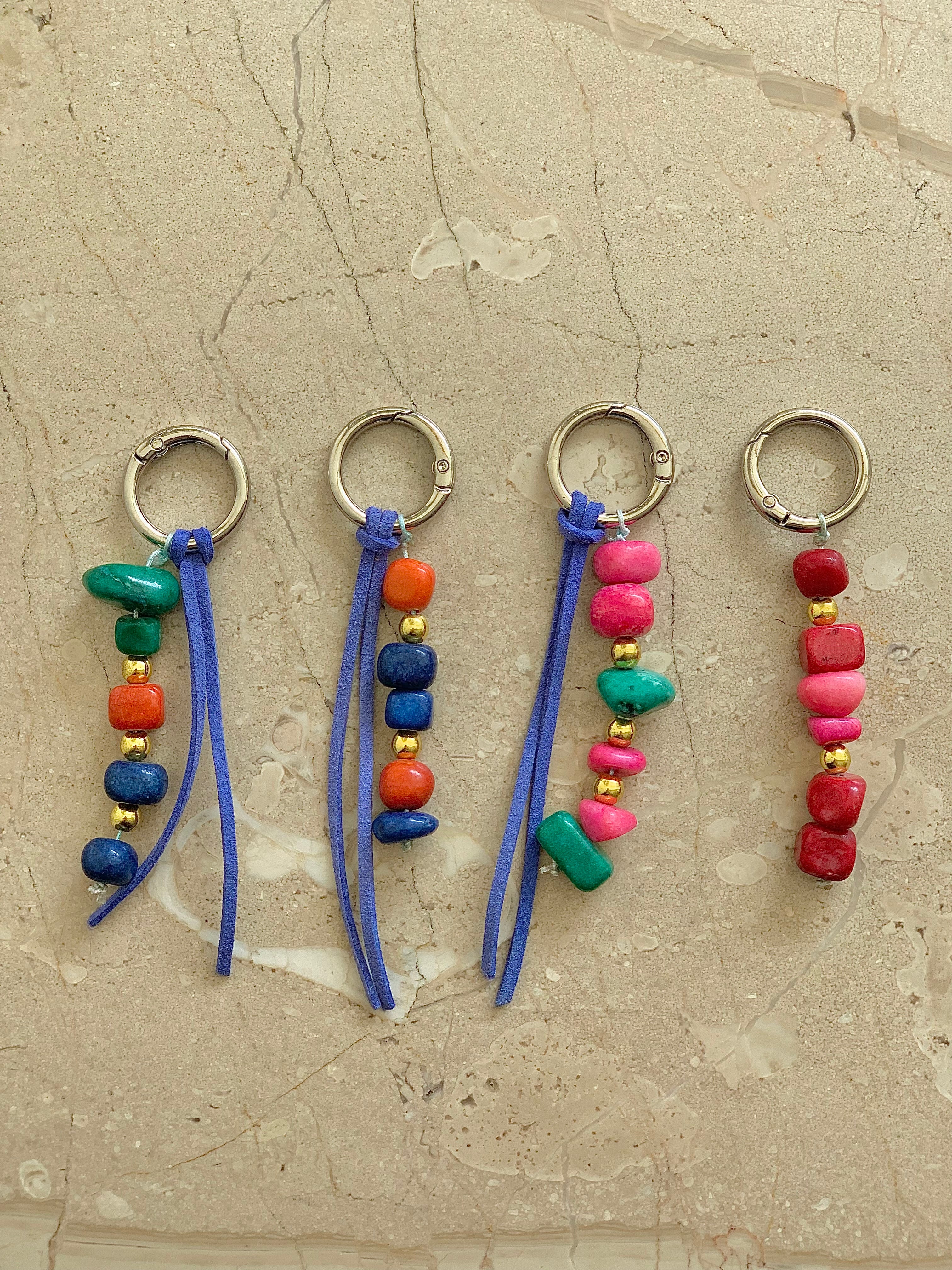Gemstone bag charm