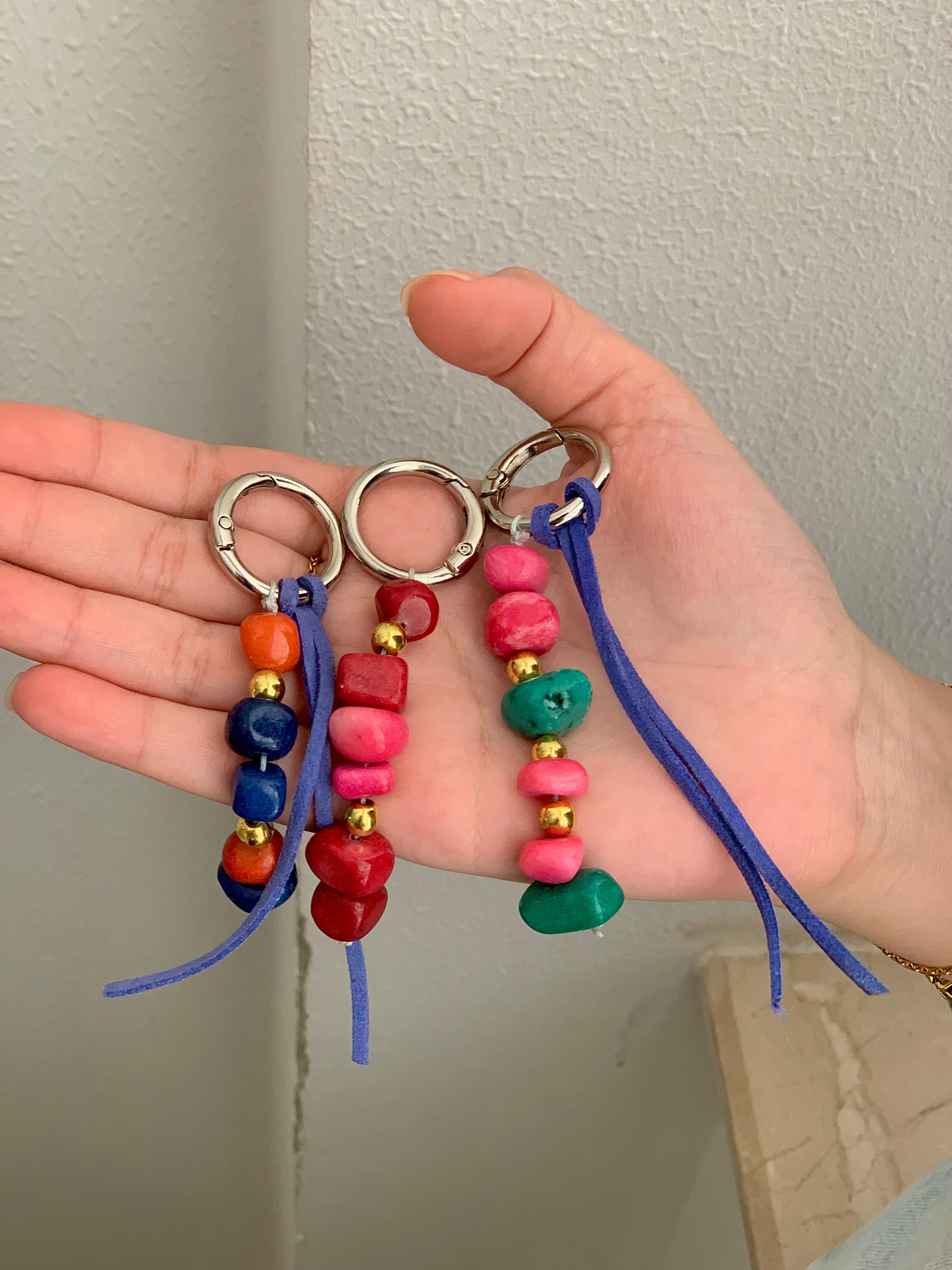 Gemstone bag charm
